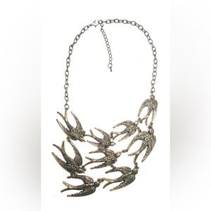 Birds choker necklace - bronze - 13” chain + birds measure approximately 4”